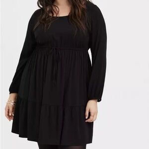 Torrid Mini Challis Skater Dress Black
